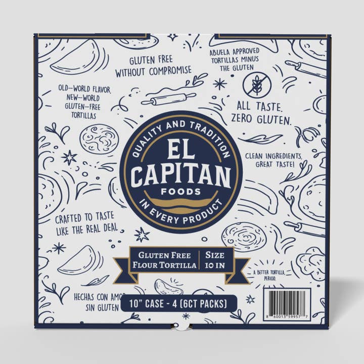 10in Case of Gluten Free Flour Tortillas 6ct (4 pack) for wholesale by El Capitan Foods