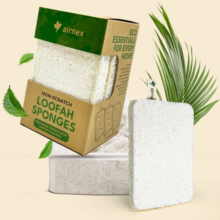Køkkensvamp uden plastik - 3-pak loofah-svampe for engroshandel hos AIRNEX