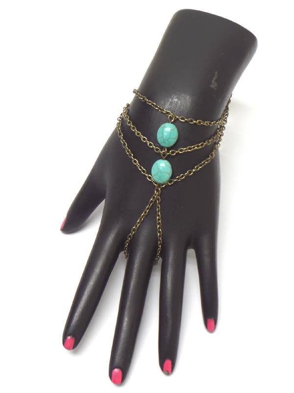 ( U906 ) BOHO TURQUOISE SLAVE RING BRACELET SET for wholesale by Jewelry Max