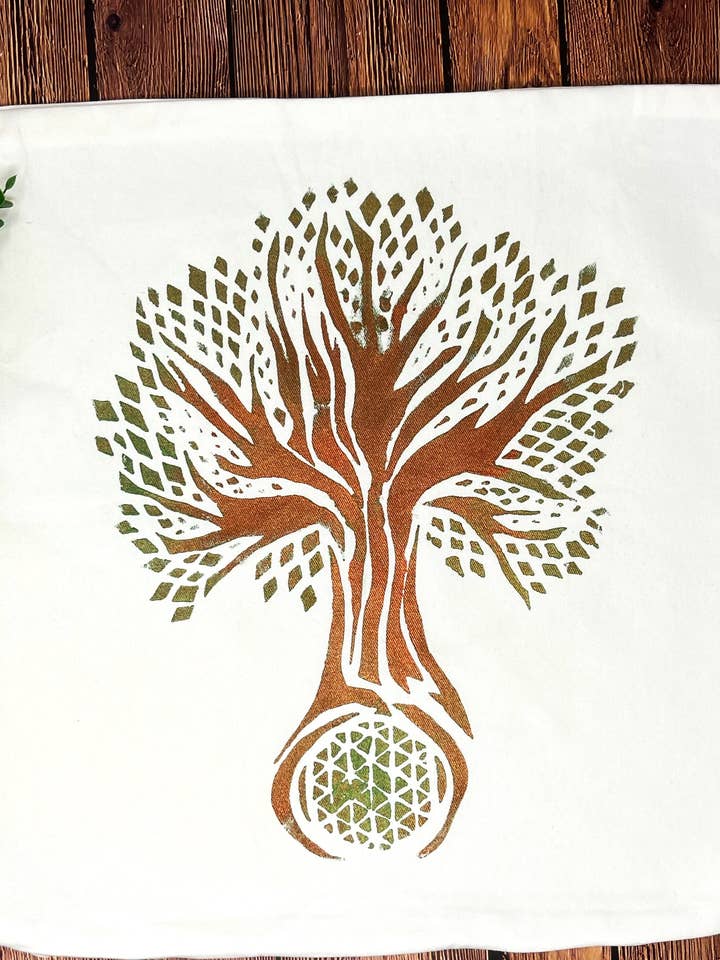 Tree of Life Hand Painted Throw Pillow Cover for wholesale by Third Wolf Designs