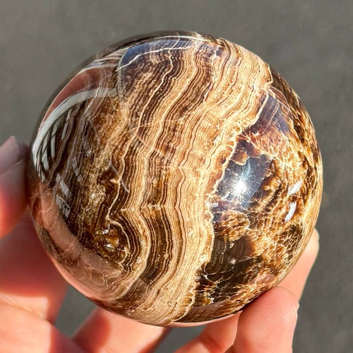 CHOCOLATE CALCITE SPHERES 40MM-55MM for wholesale by ZeeRocks