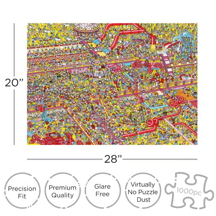 AQUARIUS, GAMAGO, ICUP, & ROCK SAWS by NMR Brands - Wholesale Puzzle - Adult - Where's Waldo - Cake Factory 1000 Piece Jigsaw Puzzle1