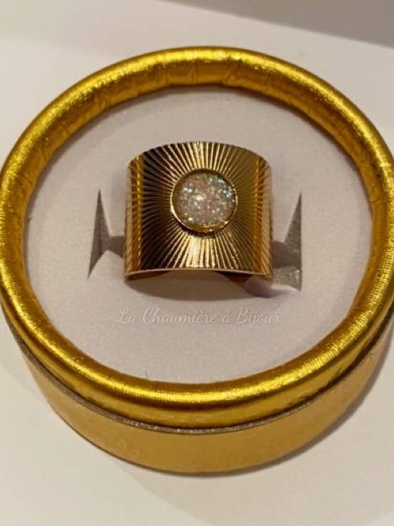 Gestreifter Ring aus Edelstahl – Weiße Meerjungfrau für den Großhandel von La Chaumière à Bijoux