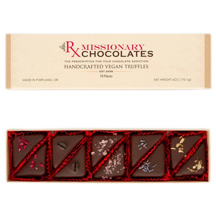 10 piece Custom Flavors Truffle Box for wholesale by Missionary Chocolates