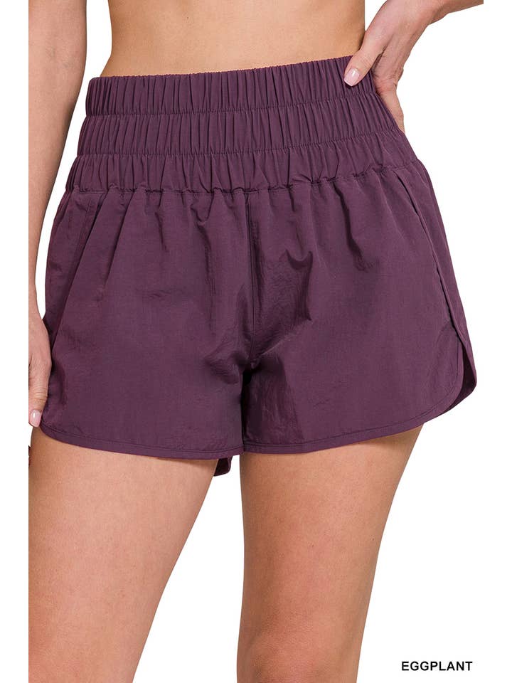 Baie Bleue - Wholesale Athletic Shorts - Women's - S1673ZN - WINDBREAKER SMOCKED WAISTBAND RUNNING SHORTS17