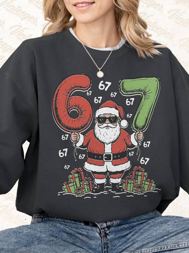 DLT Ecommerce - Wholesale T-Shirt (Graphic) - Women's - Trendy Six Seven Christmas Shirt, Santa Claus Sweatshirt0