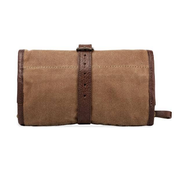 Mission Mercantile Leather Goods - Wholesale Toiletry Bag - Men's - Campaign Waxed Canvas Roll-Up Toiletry Shave Kit2