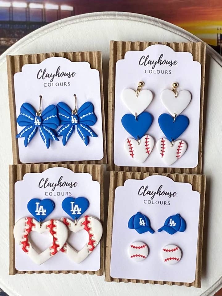 Dodgers Baseball Earrings for wholesale by Clayhouse Colours