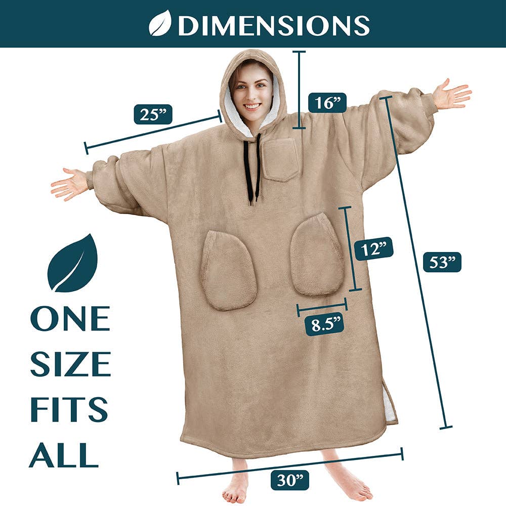 Pavilia - Wholesale Hoodie - Women's - Chest Pocket Sherpa Hoodie Blanket - Patch Pocket (Regular / Long)162