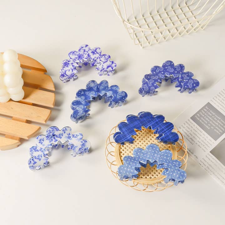 NINEXIS - Wholesale Hair Clip - Women's - CWAHA1400_SIMPLE WAVE HAIR CLAW CLIP BLUE SET 7