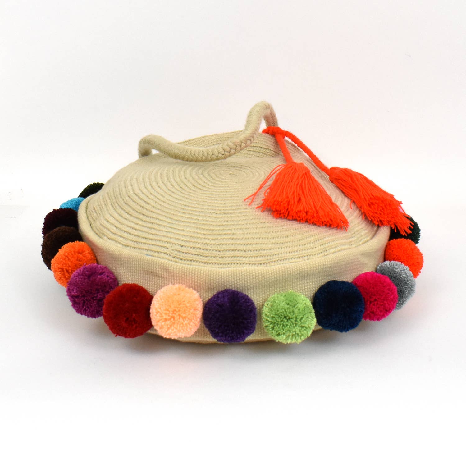 Caravan and Company - Wholesale Tote Bag - Women's - Round Pom Pom Woven Tote - Multicolour1