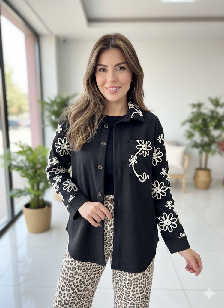 Black Embroidered long-sleeve shirt for wholesale on Faire