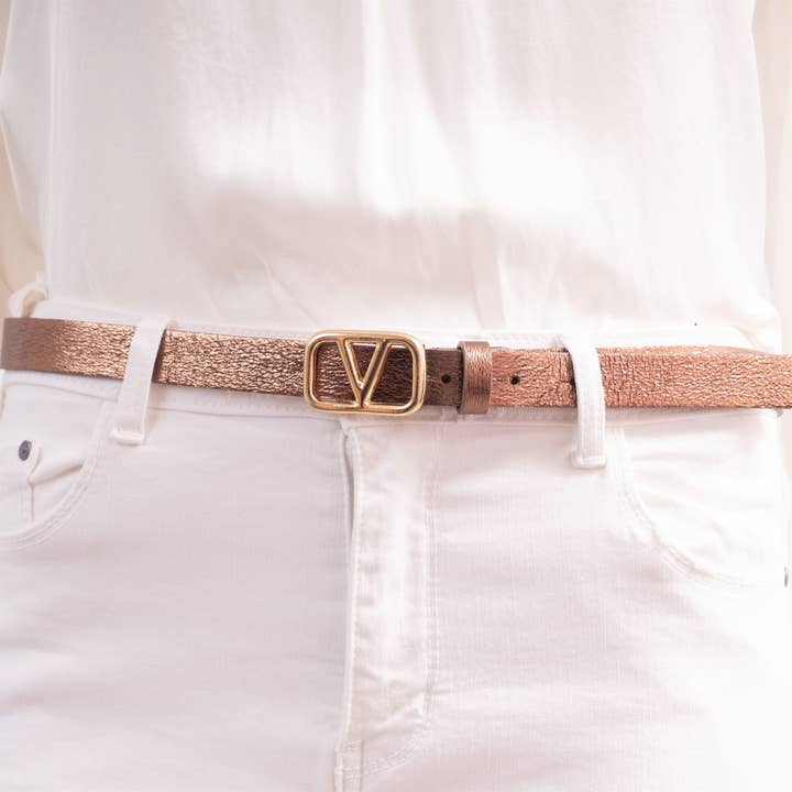 Cecile Wang - Wholesale Belt - Women's - Iridescent leather belt with gold buckle BK0092