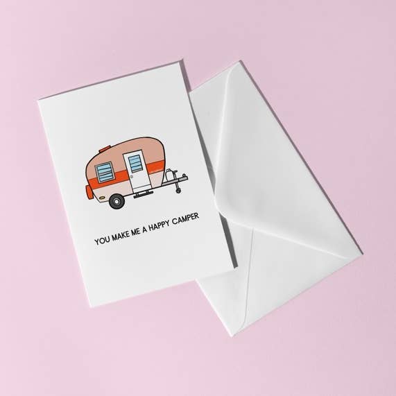 Happy Camper Love Friendship Greeting Card for wholesale by Studio CJOY