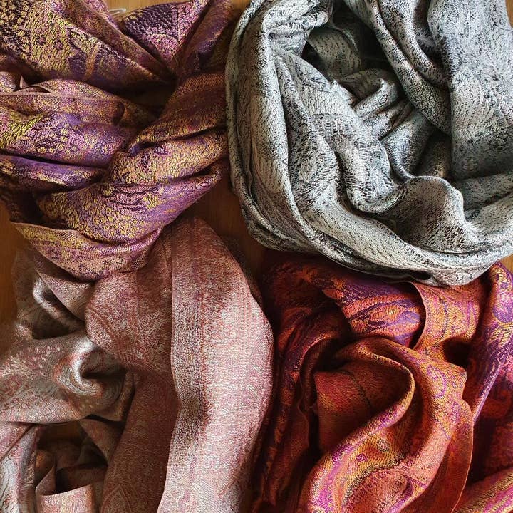 Lenços Jacquard de Seda Pura por atacado de Door to the Himalayas