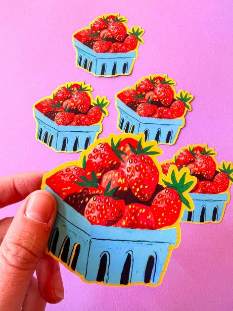 Strawberries Sticker for wholesale by Katie Daisy