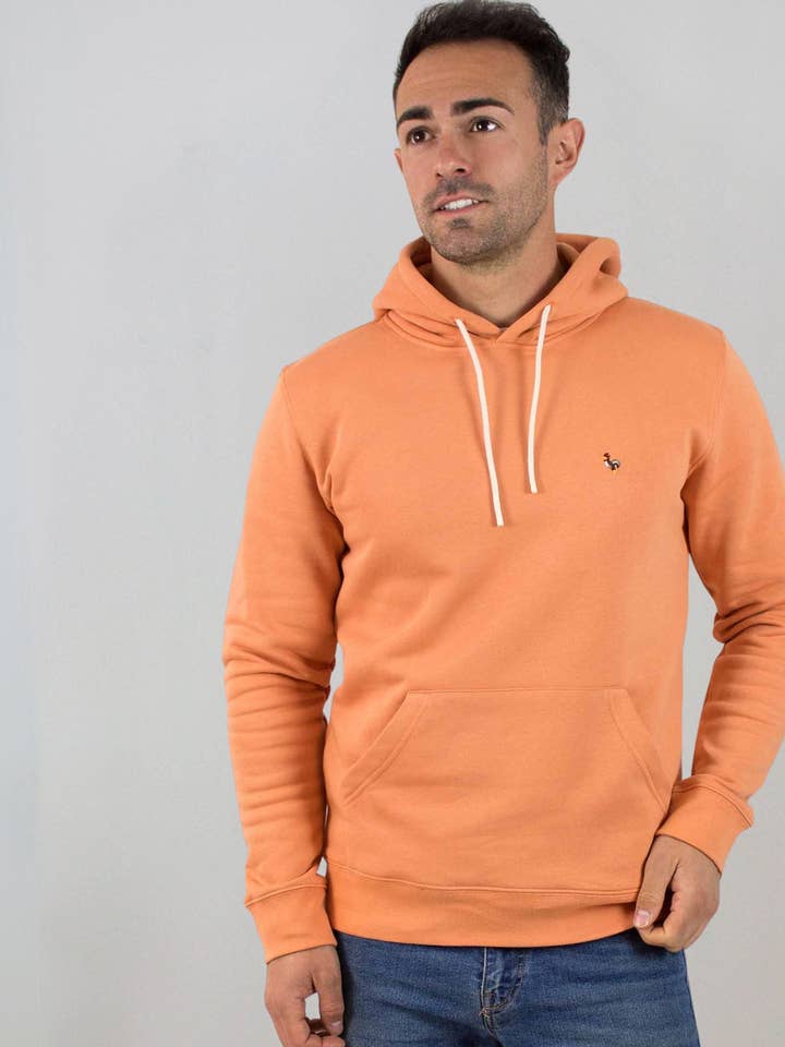 Einfarbiger orangefarbener Kapuzenpullover für den Großhandel von Patadegayo