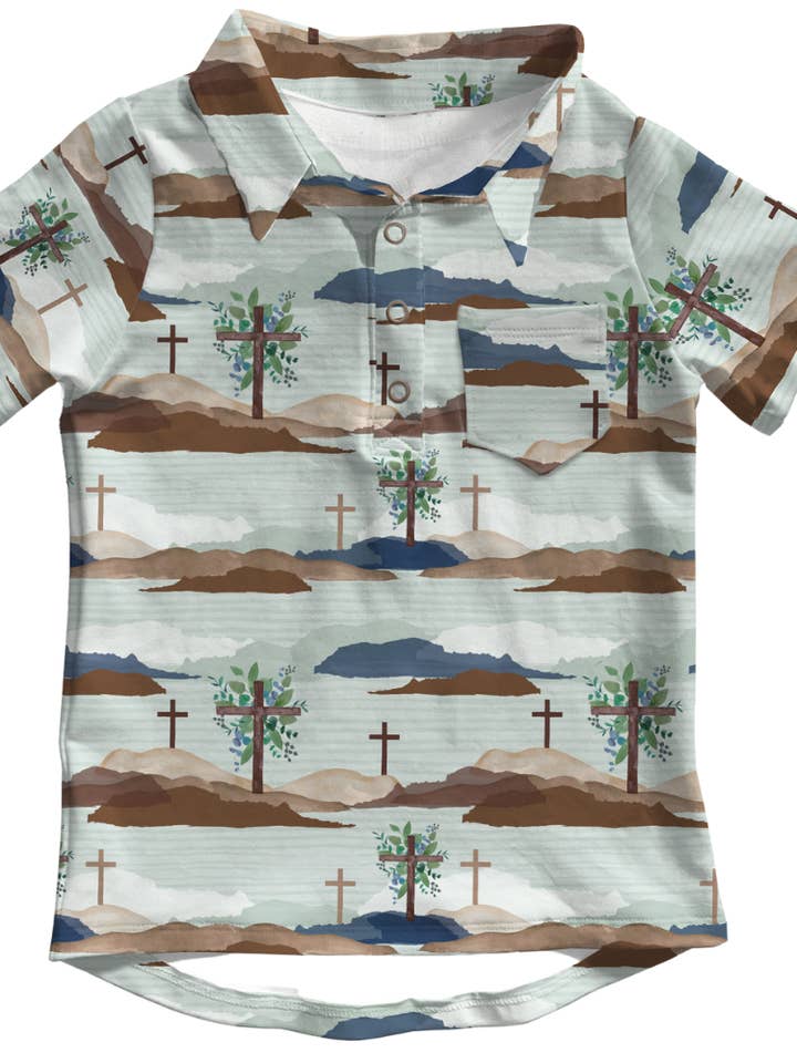Risen Boys Collard Shirt for wholesale by Tiny Revival Clothing Co.