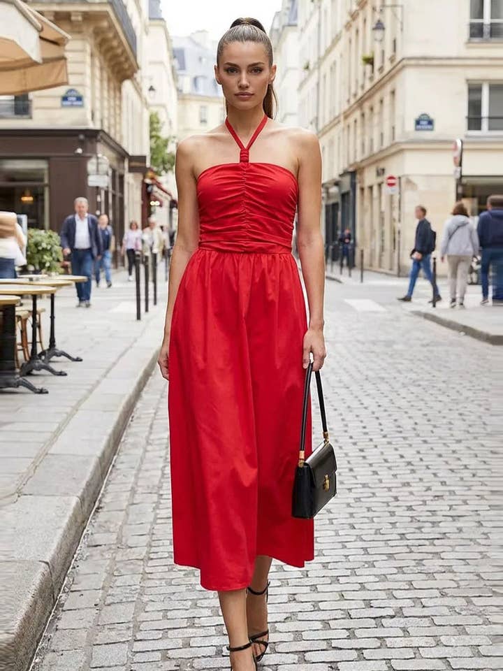 FRONT KNOT DETAIL MIDI DRESS for wholesale by VAVA by Joy Han