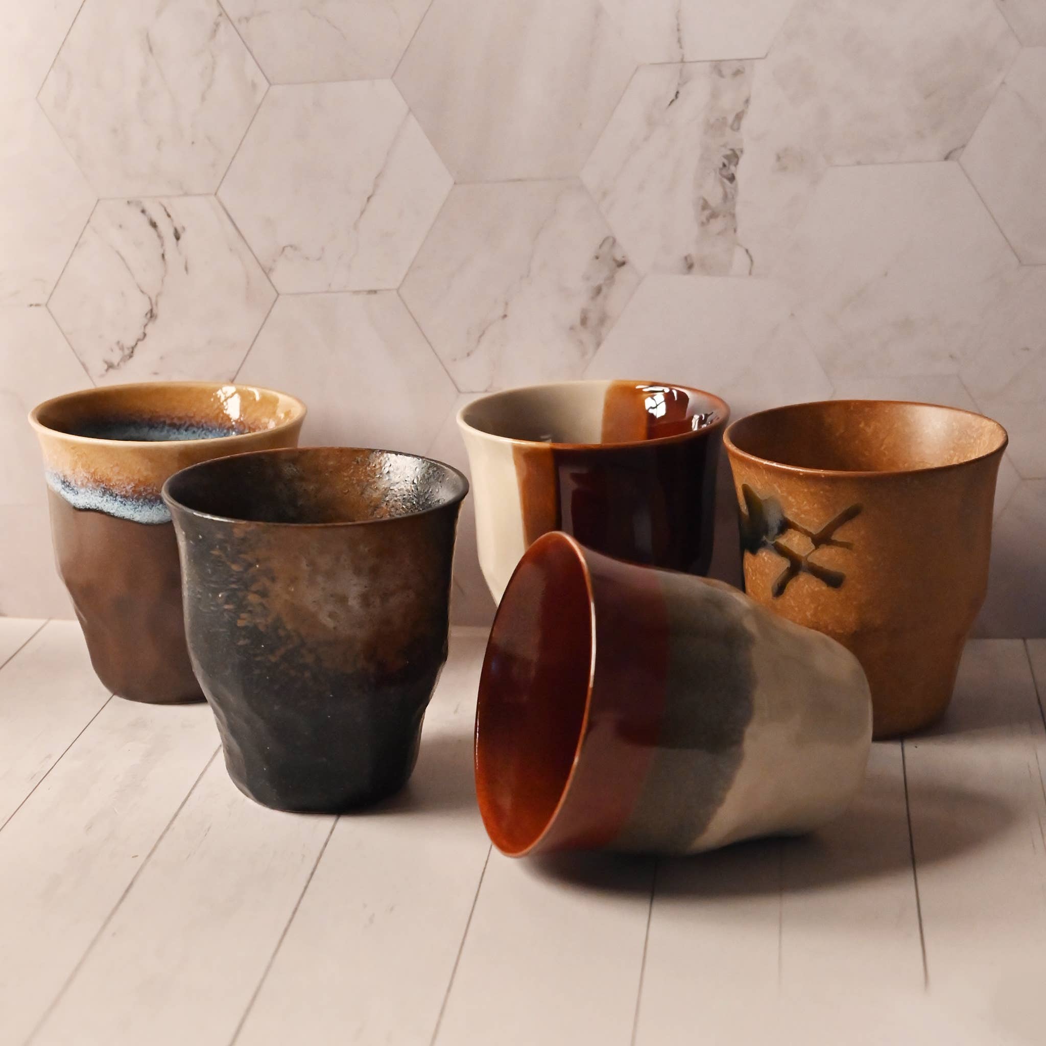 Fuji Merchandise Corporation - Wholesale Tea Set - GIFT SET: TEA CUP SET-EARTHY ARTISAN GLAZE JAPAN5