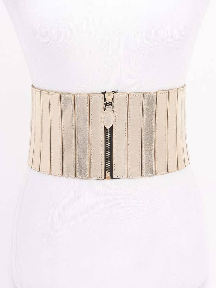 Multi Pu Zip Front Elastiskt Bälte för wholesale av CC Wholesale Clothing