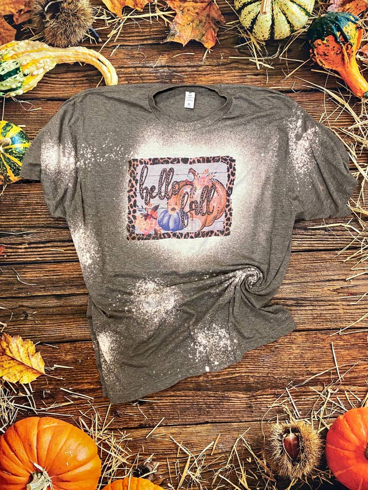 Hello Fall Bleach Tee | Bleach Shirt voor wholesale door Cute As A Rustic Button