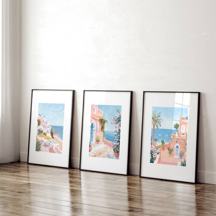 Grandes Images Murales Salon | Ensemble de 3 Impressions d'Art Mural Décor Plage pour la vente par About Wall Art