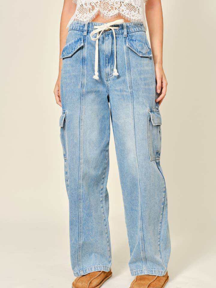 AJP5901 CARGO SEMI BAGGY BARREL JEANS for engroshandel hos Aaron & Amber