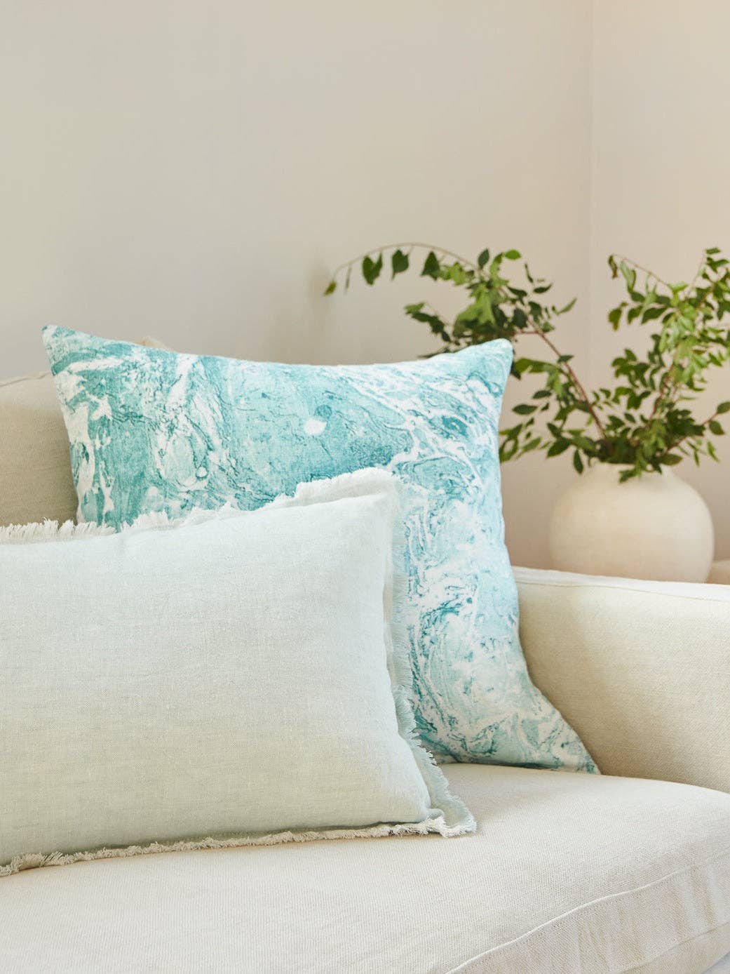 Anaya Home - Wholesale Throw/Decorative Pillow - Light Aqua Fringe Soft Linen Pillow9