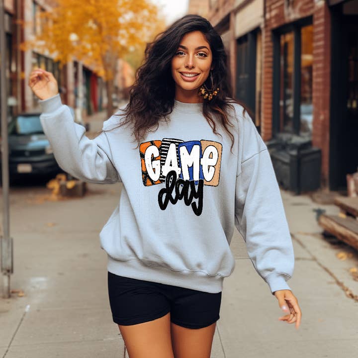 Spieltag Blue Boxy Basketball DTF-Transfer für den Großhandel von K and M Designs