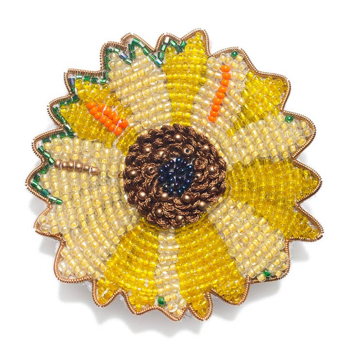 Hellen van Berkel HeartMadePrints - Wholesale Brooch - Sunflower 02 brooch handmade