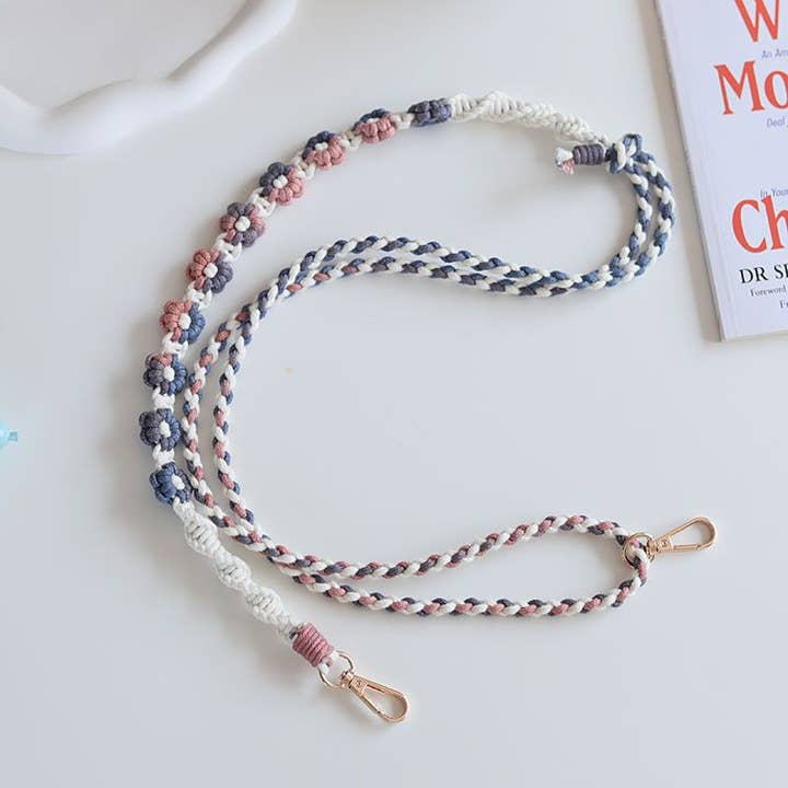 Schlüsselband mit Makramee-Blumenmuster, Kameragurt, Handygurt für den Großhandel von Weavey Studio