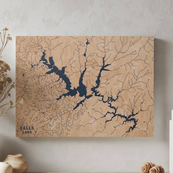 Falls Lake North Carolina Anpassad Sjökarta för wholesale av Benoit's Design Co.