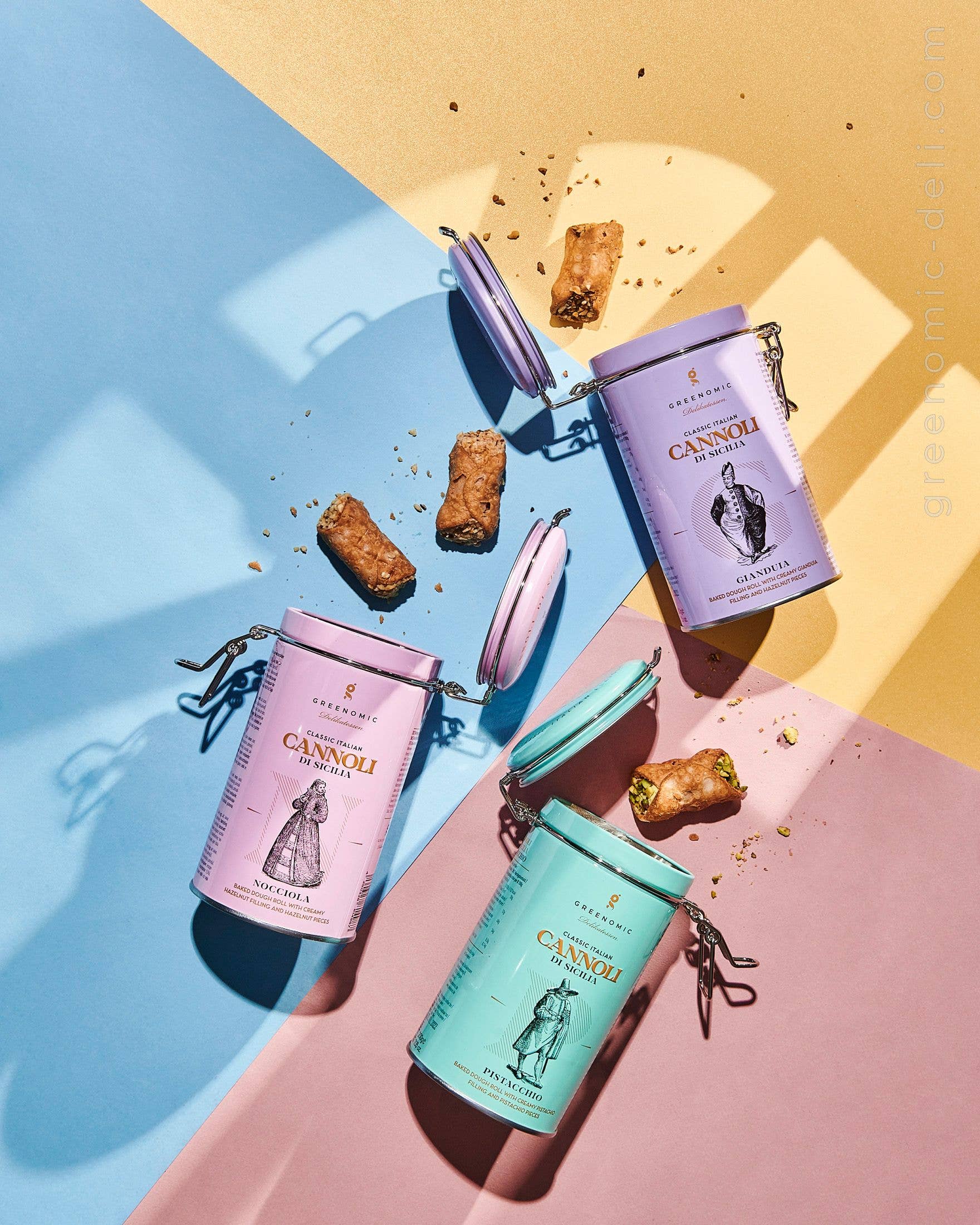 Greenomic Delicatessen - Venta al por mayor Dulces con chocolate - Cannoli Sicilia con crema gianduia en lata con cierre1