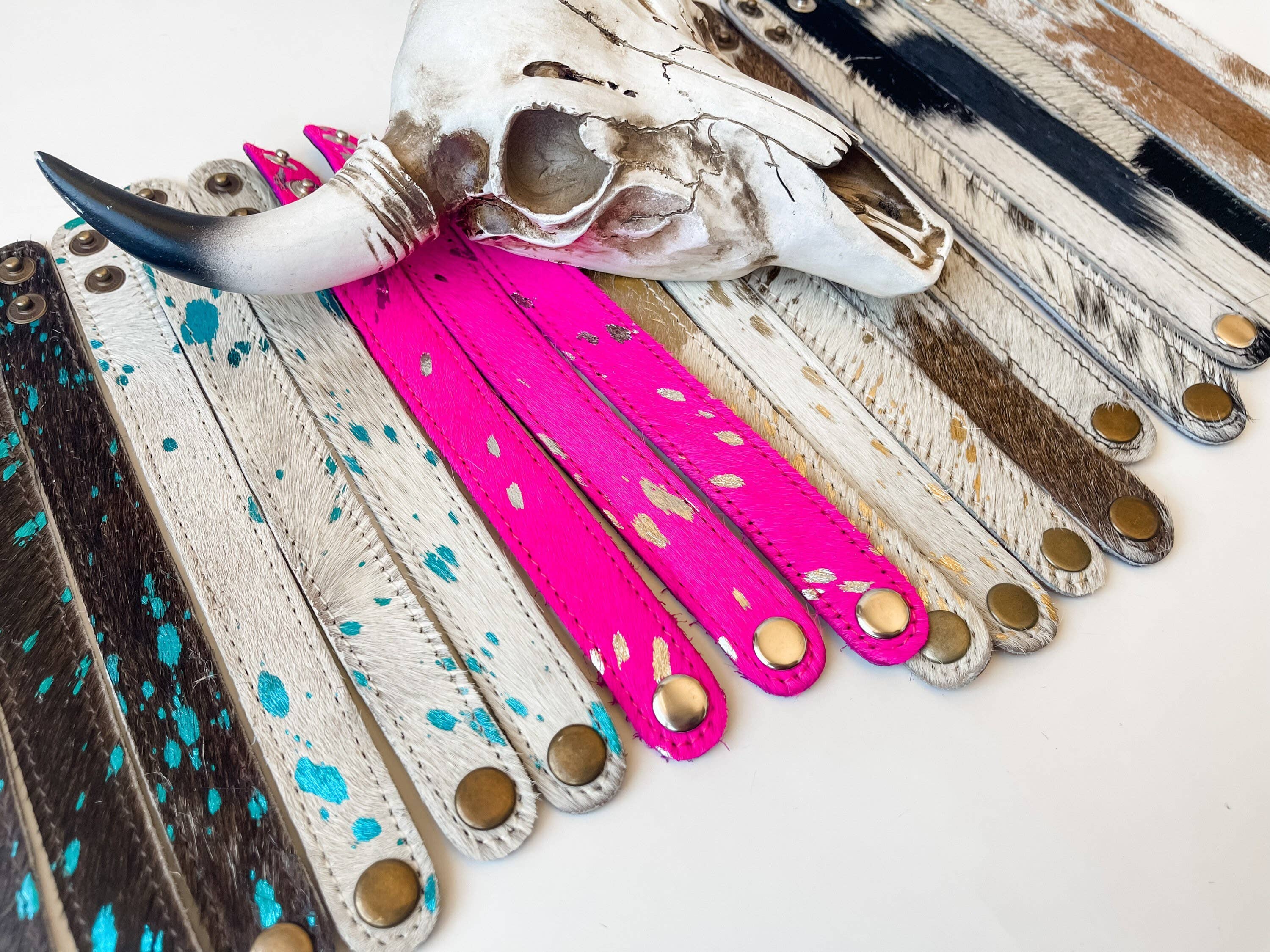 Boho Ranch Shop - Wholesale Cuff Bracelet - Western Hair on Cowhide Cuff Bracelet0