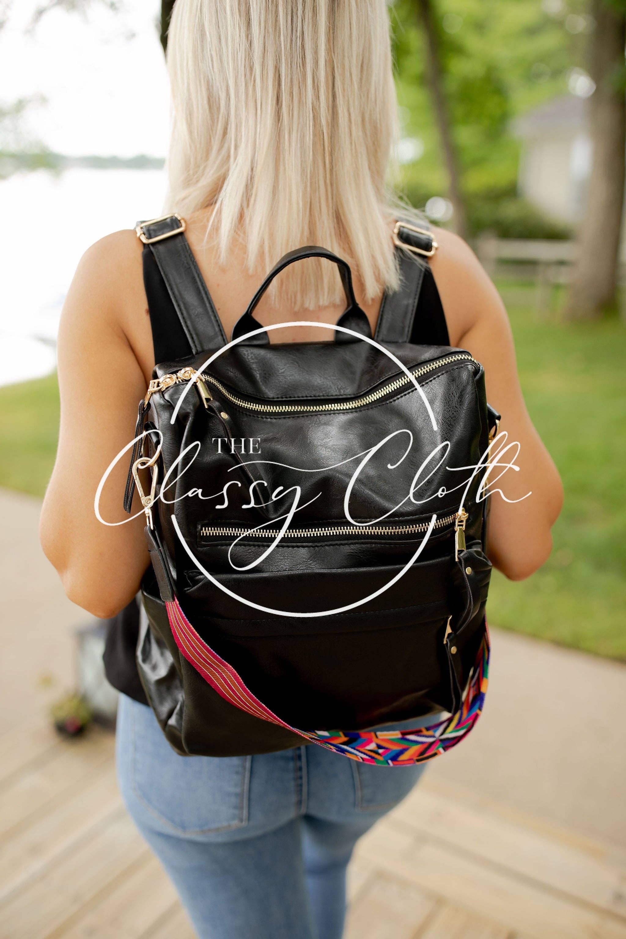 Chloe Convertible Backpack - Black - Black Boho Strap RTS for wholesale on Faire1