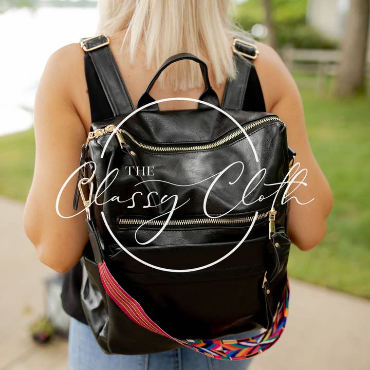 Chloe Convertible Backpack - Black - Black Boho Strap RTS for wholesale on Faire1