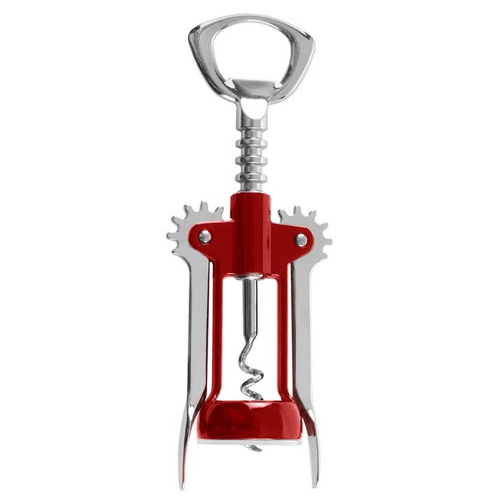 IWA Wine Accessories / Epic Products - Wholesale Bottle/Wine Opener - Deluxe Wing Corkscrew Chrome/Red Carded #80-103-C