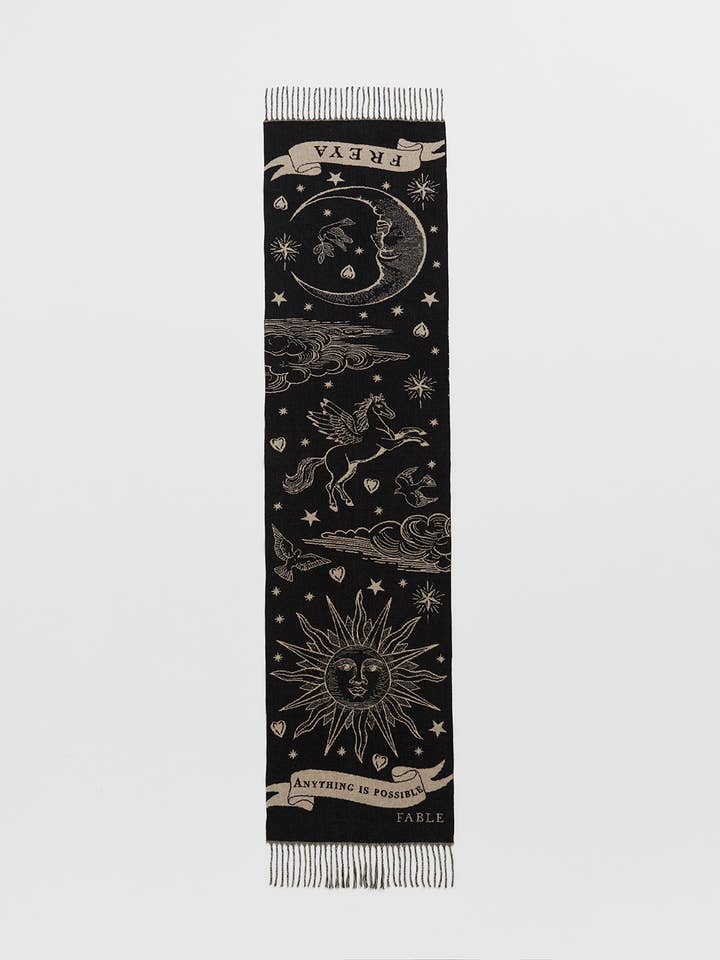 Black Freya Jacquard Doubleface Scarf for wholesale by Fable England
