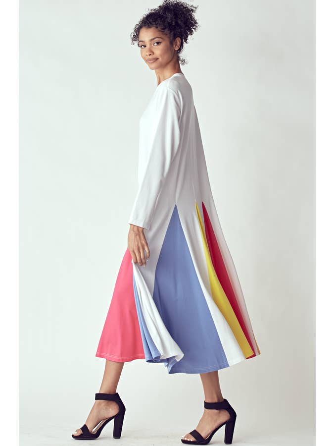 QMP Moda - Wholesale Dress - Women's - MULTI COLOR PLEATED DRESS WITH STUDS 3