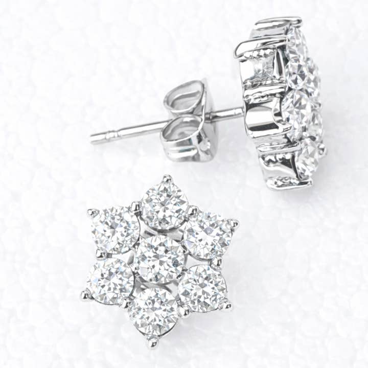 Pendientes de botón en racimo de estrellas con cristal Swarovski montado a mano para venta al por mayor de Glimmering Handmade