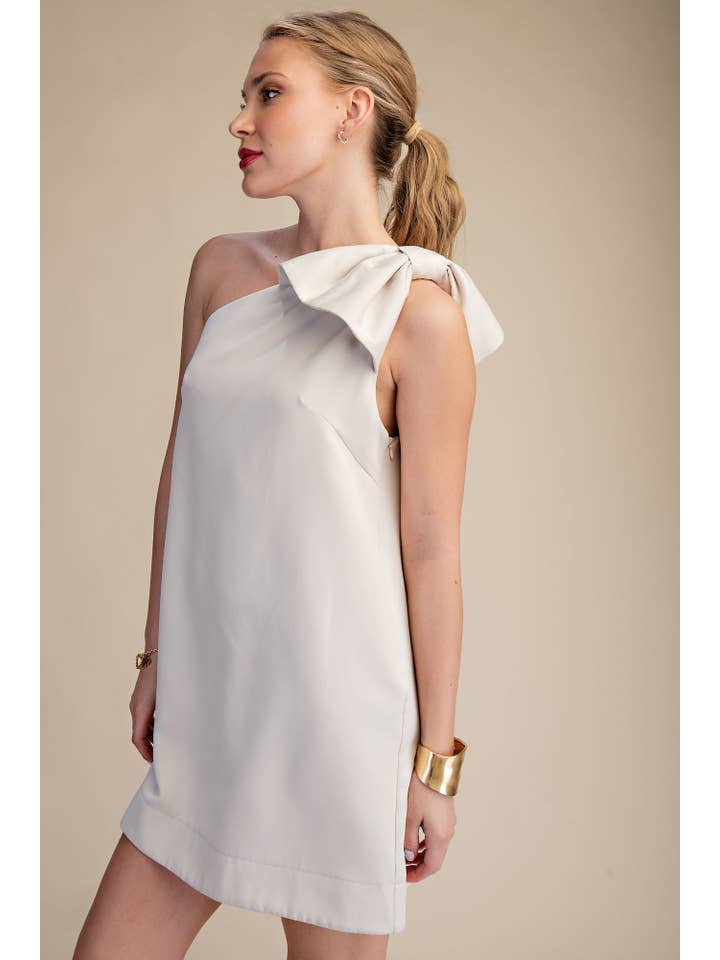 Glam - Wholesale Dress - Women's - Bow One Shoulder Mini Dress3