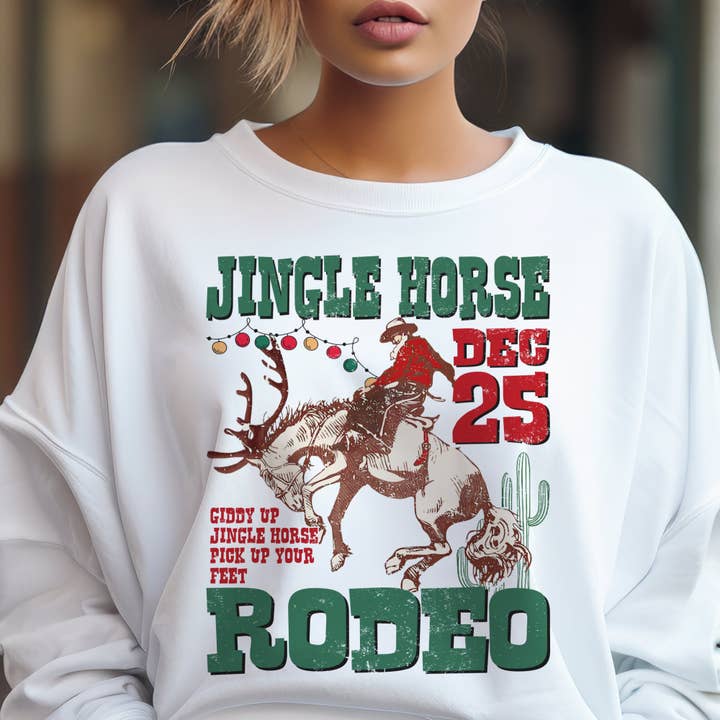 Par.tees by Party On! - Wholesale Graphic Sweatshirt - Unisex - Jingle Horse Rodeo Country Christmas Graphic Sweatshirt2