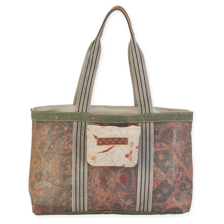 Headwear & Handbag Collections by Sun 'N' Sand - Wholesale Tote Bag - Unisex - Gold Splattered Med Tote