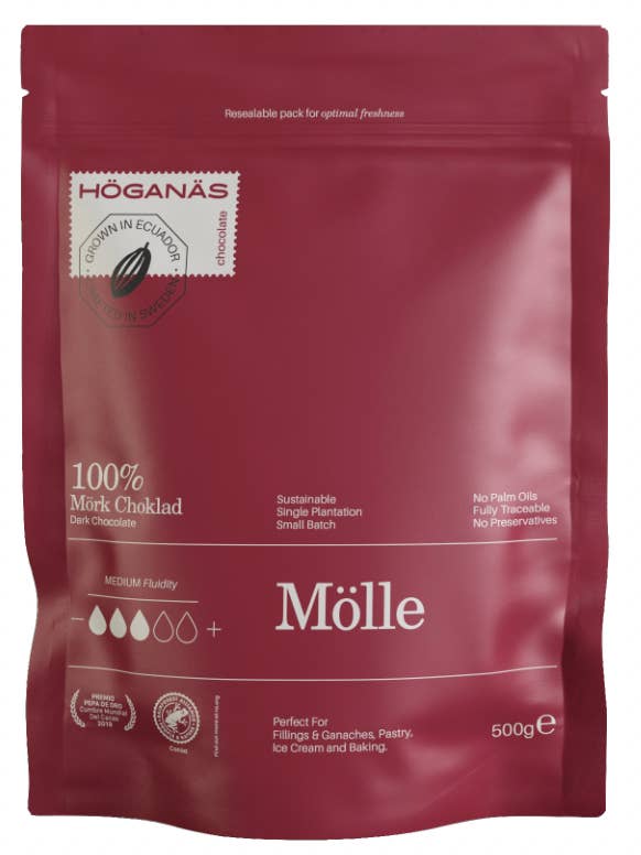 Dark Chocolate Couverture 100% “MÖLLE” for wholesale by Höganäs Chocolate