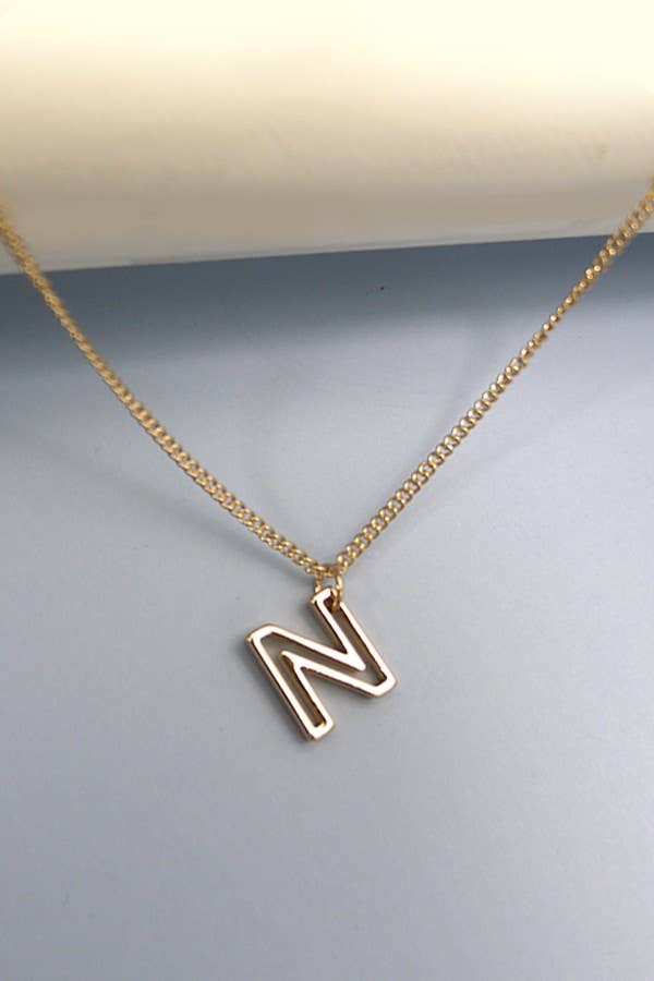 JOSSLYN by wall to wall - Wholesale Pendant/Charm Necklace - INITIAL CUTOUT 3D DELICATE PERSONALIZED NECKLACE | 31N240322