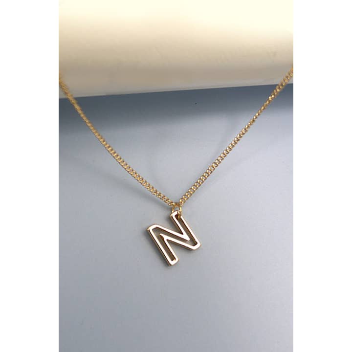 JOSSLYN by wall to wall - Wholesale Pendant/Charm Necklace - INITIAL CUTOUT 3D DELICATE PERSONALIZED NECKLACE | 31N240322