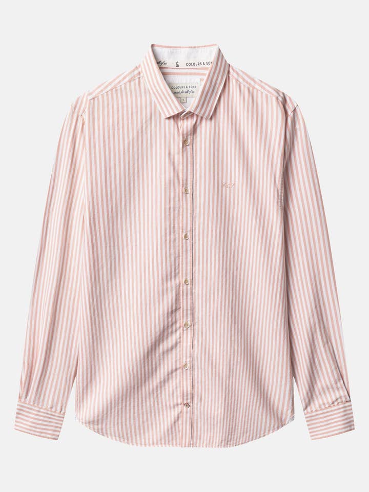 Camisa Oxford Rayas - Rayas Salmón para venta al por mayor de COLOURS & SONS