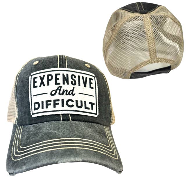 dkhandmade - Wholesale Trucker Hat - Unisex - EXPENSIVE AND DIFFICULT | UNISEX HAT | DISTRESSED