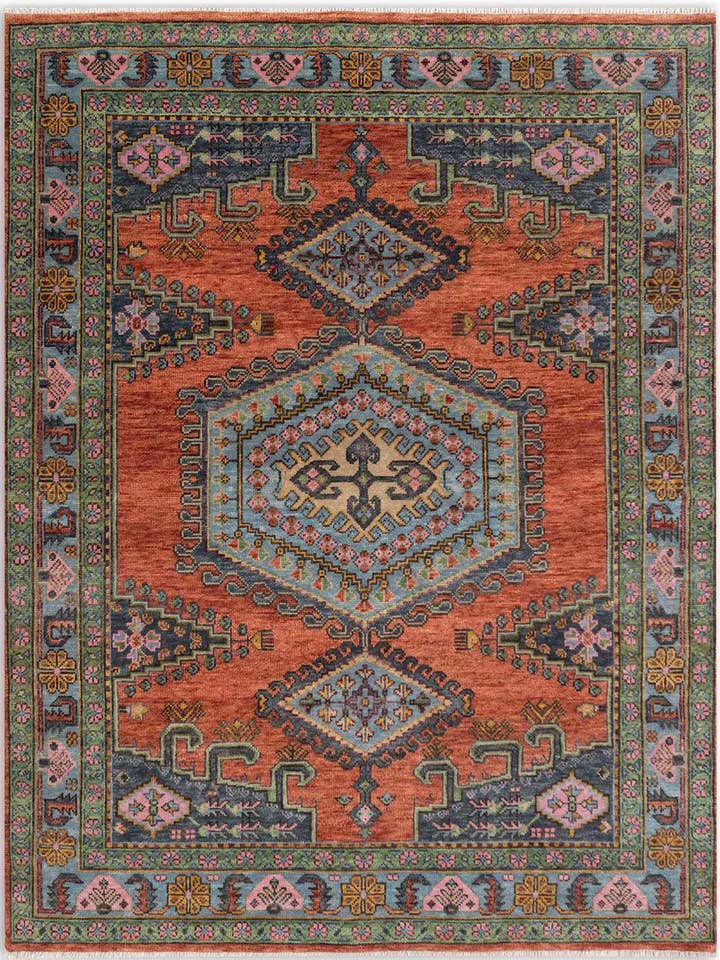 Tapete Vintage Oushak de Lã com Borda Ferrugem - Feito à Mão G-9416 por atacado de Aesthetic Homes LLC